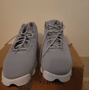 These comfortable gray and white,  Jordans sneakers